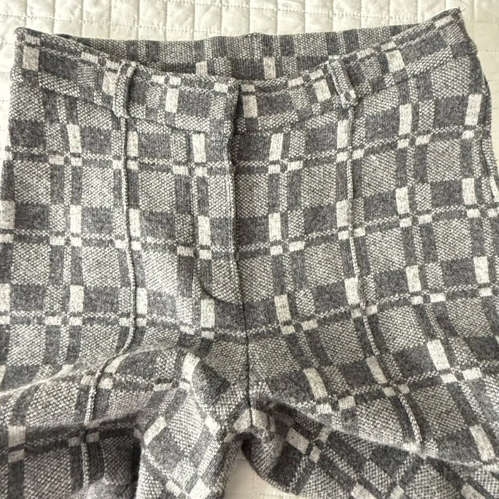 Naadam Women's Grey Plaid Wool-Cashmere Wide-Leg Pants, S - Picture 7 of 11